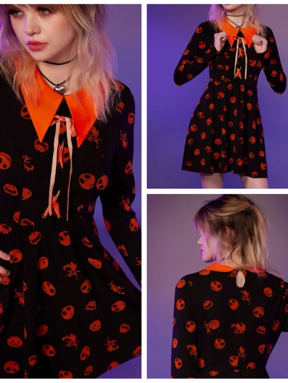 Black and Orange nightmare before Christmas long sleeve dress (Discontinued)